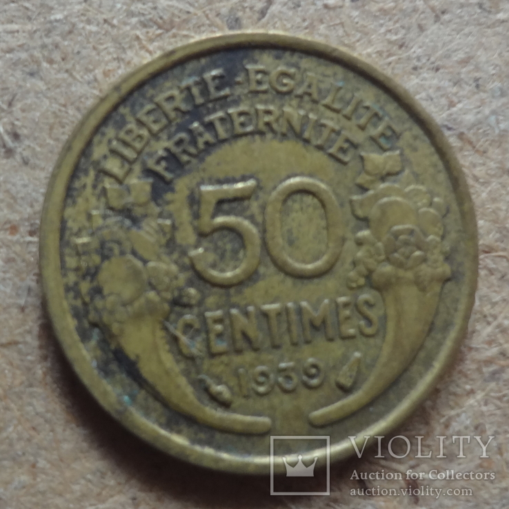 50 сантим  1939  Франция  (К.17.2)~, фото №2