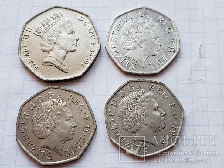 Великобритания,50 пенсов*4 шт.(юбилейные )., фото №6