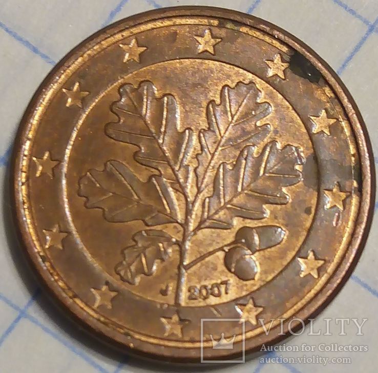 Германия 1 евроцент 2007 J, фото №2