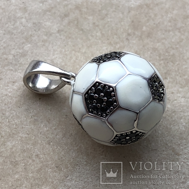 Футбольный мячик,серебро,камни,эмали., фото №3