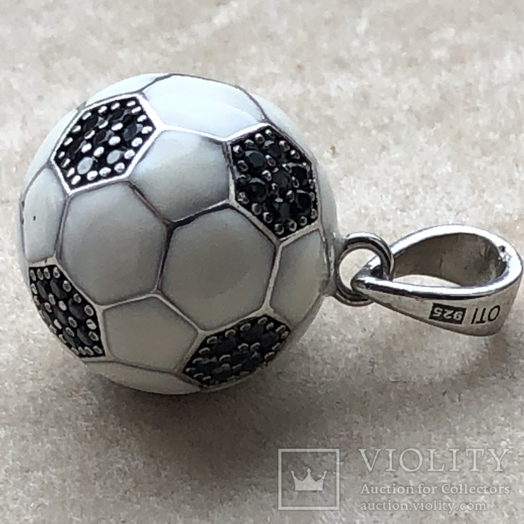 Футбольный мячик,серебро,камни,эмали., фото №2
