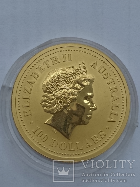 Золотая монета 100 долларов 2004 Австралия 1 OZ 999,9 пробы, фото №2