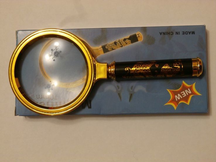 Лупа просмотровая металлический корпус увеличение 6х, 70 мм ручка золотой дракон