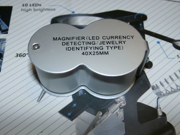 Лупа Magnifier 9888 40x кратное увеличение с LED и ультрафиолетовой подсветкой., photo number 5