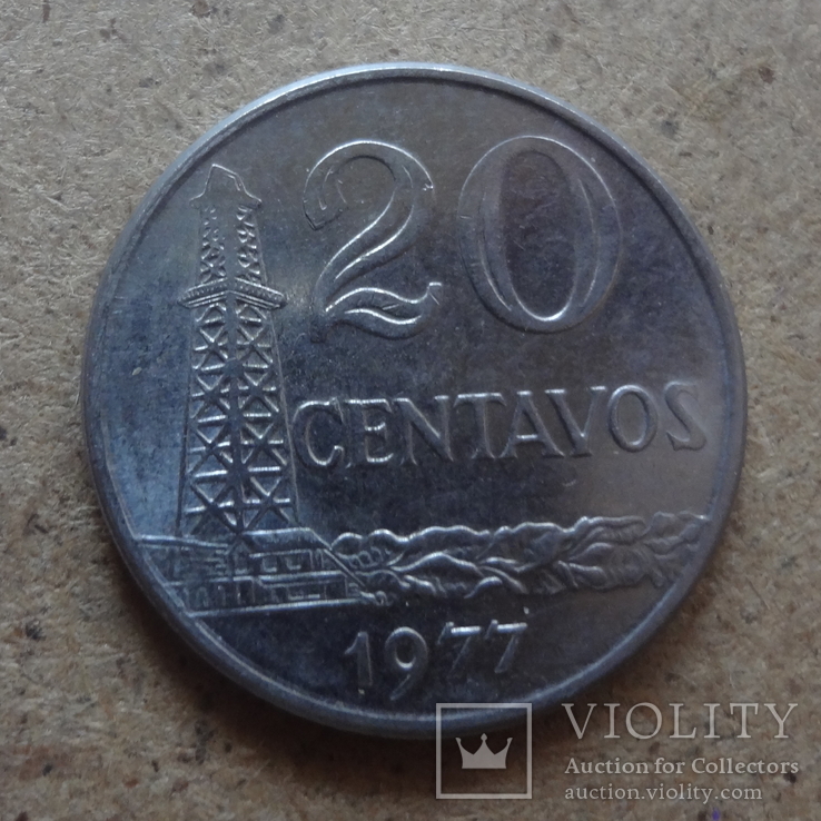20 центавос  1977  Бразилия  (К.27.6)~, фото №2