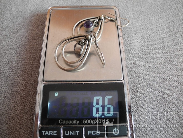 Серебряные серьги з камнем (серебро 925 пр, вес 8,6 гр), фото №9