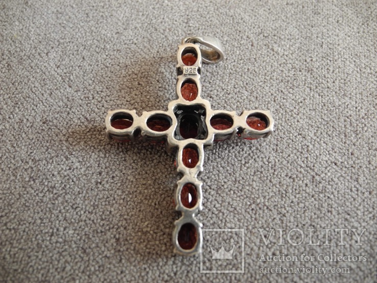 Серебряный крест с гранатами (серебро 925 пр, вес 12,7 гр), фото №4