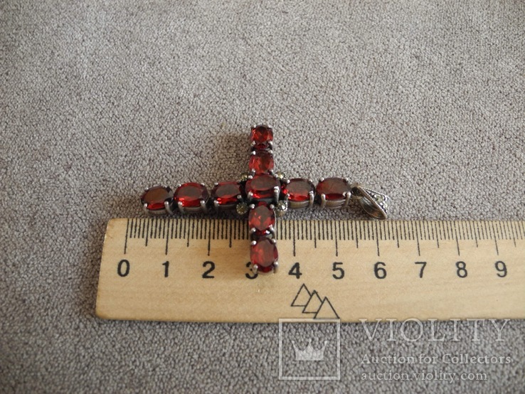 Серебряный крест с гранатами (серебро 925 пр, вес 12,7 гр), фото №7