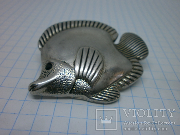Объемная Брошь-кулон Рыбка. Серебро. 17,86гр (2), фото №3