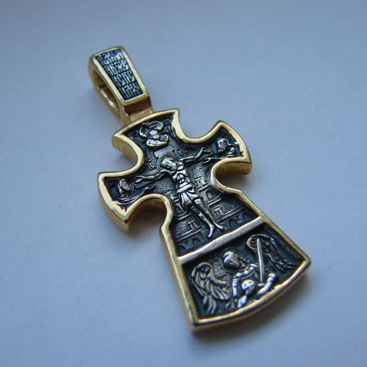 Православный серебряный (925) крест с позолотой., фото №4