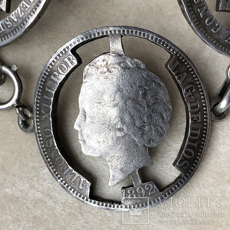 Старый серебряный браслет из монет 86 грамм, фото №6