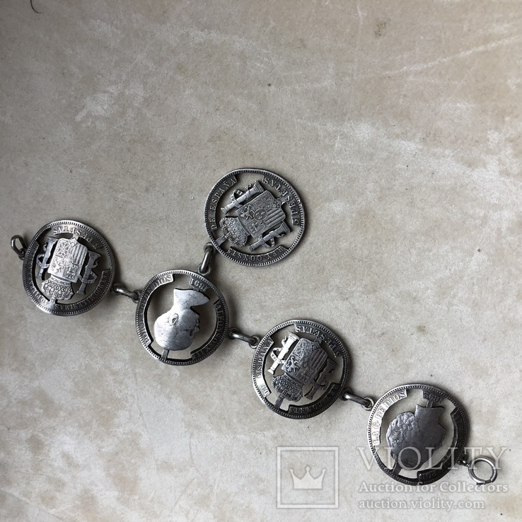 Старый серебряный браслет из монет 86 грамм, фото №11