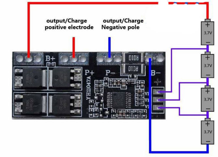 Плата заряда для четырех аккумуляторов 18650 BMS PCB, photo number 3