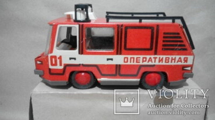 Заводная пожарная машина жесть новая игрушка СССР, фото №2