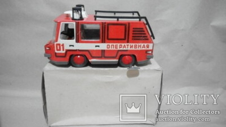 Заводная пожарная машина жесть новая игрушка СССР, фото №3