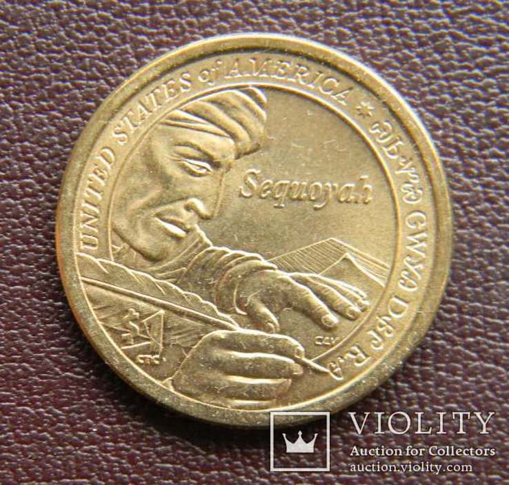 США 1 доллар 2017, Сакагавея: Вождь племени чероки Секвойа, фото №3