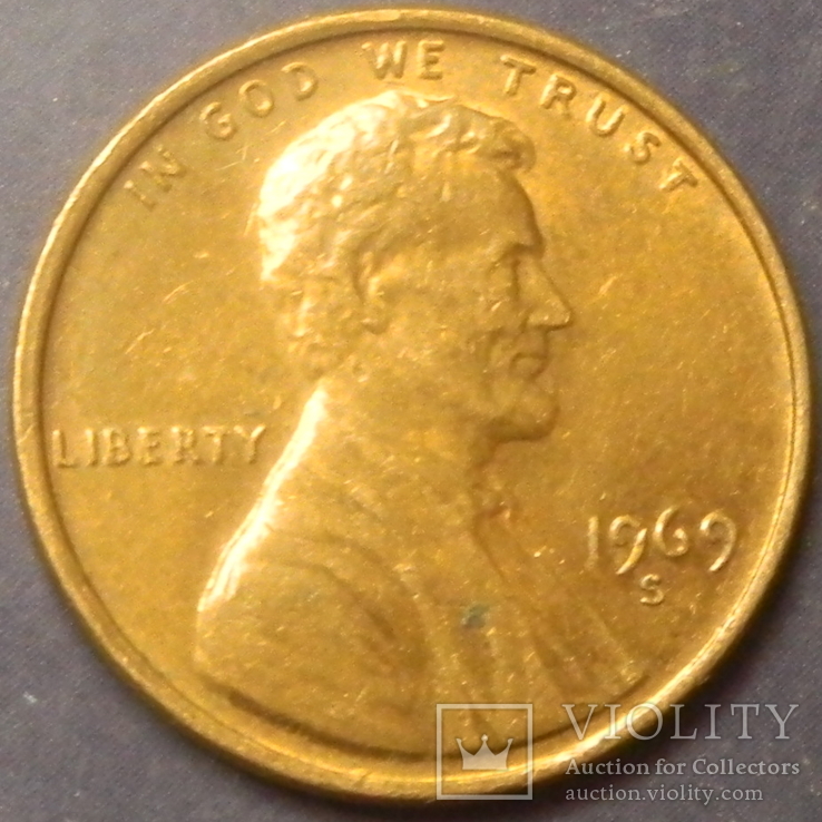 1 цент США 1969 S, фото №2