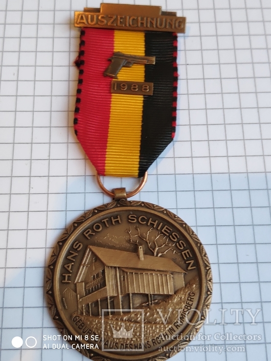 Медаль стрельба Швейцария Auszeichung 1988, фото №2