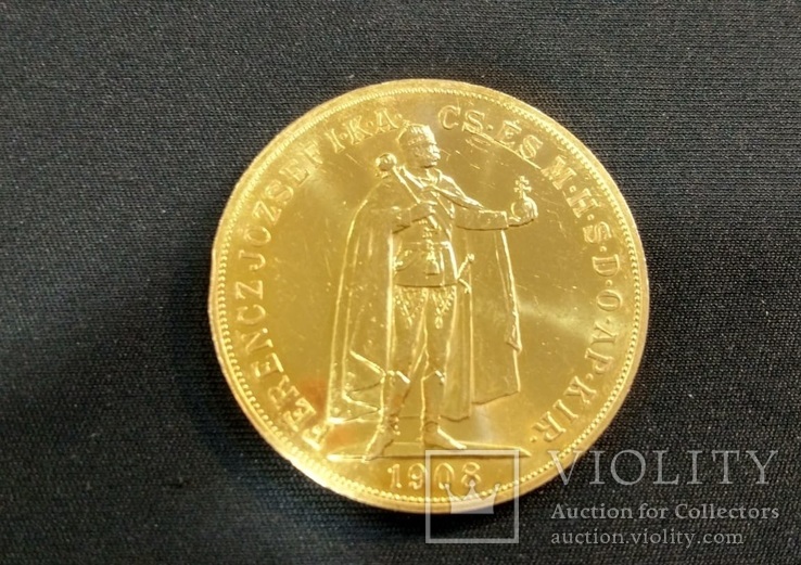Золотая монета 100 крон Венгрия 1908 г