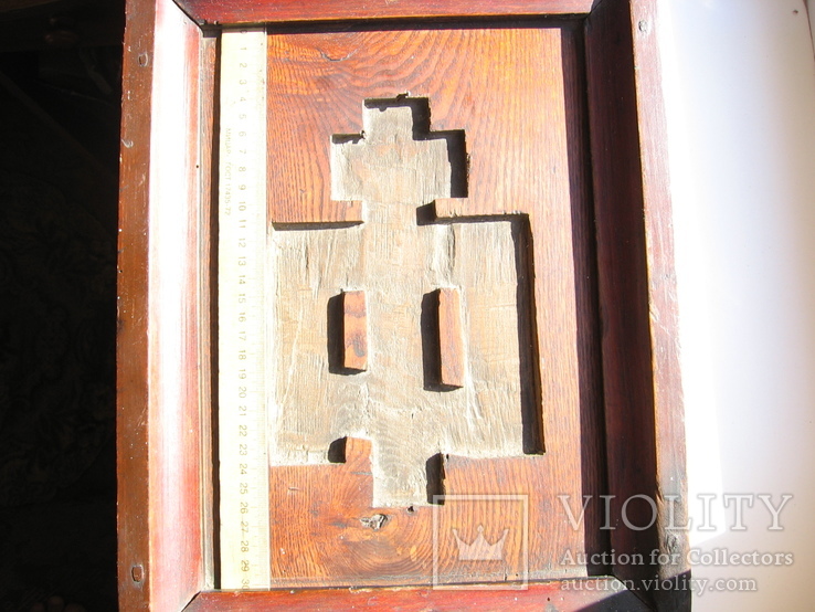 Киот-врезок 38х29см-под крест киотный(большой 22.2х14.4см)-старая доска, фото №5