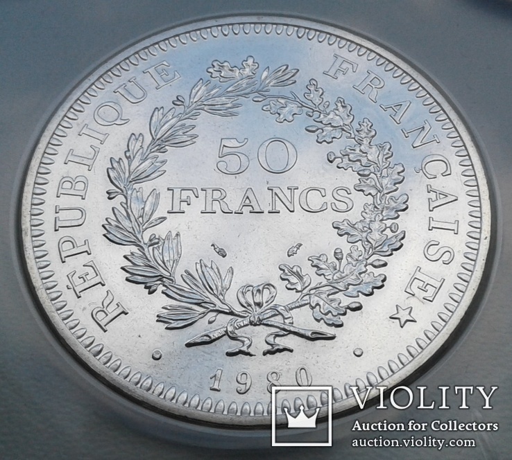 Франция 50 франков 1980г. в годовом наборе. запайка. RARE. UNC., фото №2