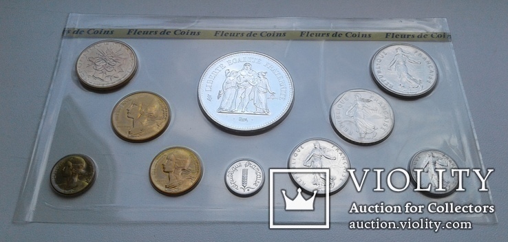 Франция 50 франков 1980г. в годовом наборе. запайка. RARE. UNC., фото №9