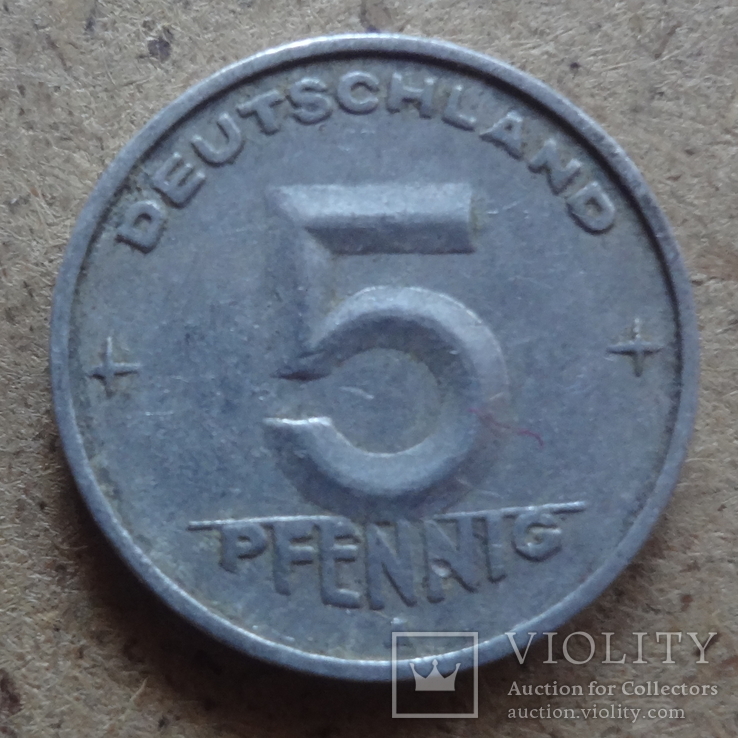 5 пфеннигов  1950  ГДР   (К.43.30)~, фото №2