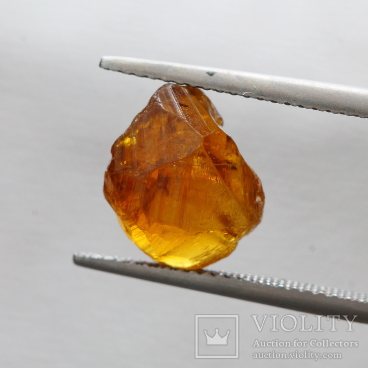 Ювелирный чистый кристалл топазолита андрадит-гранат 6.85ст 10х8х6мм, фото №5
