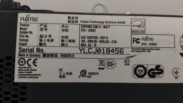 Системный блок Fujitsu E900 SFF G850/DDR3 4Gb/без HDD, фото №9
