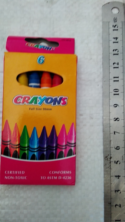 Восковые карандаши-мелки цветные 6 шт, photo number 2