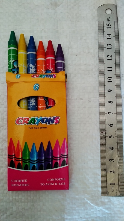 Восковые карандаши-мелки цветные 6 шт, фото №3