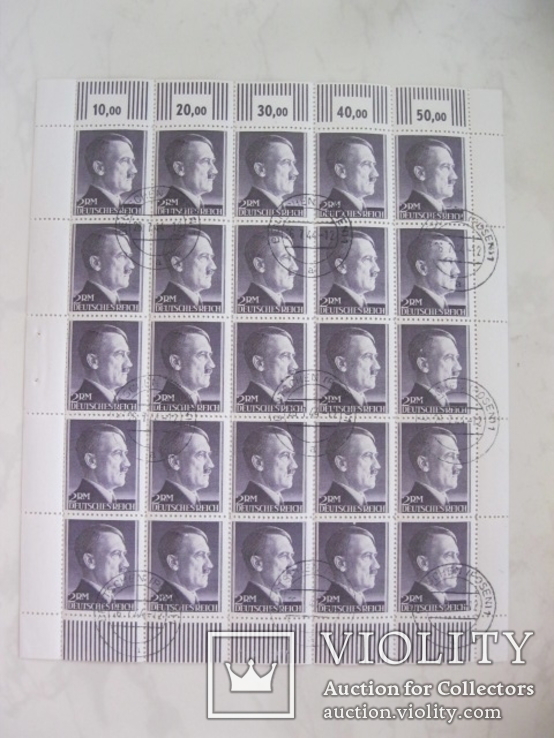 Лист марок номиналом 2 рейхсмарки Гитлер, фото №2