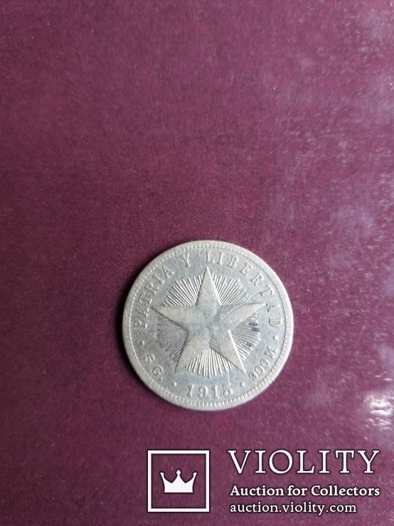 Куба, 5 центаво 1915 год. Серебро., фото №2