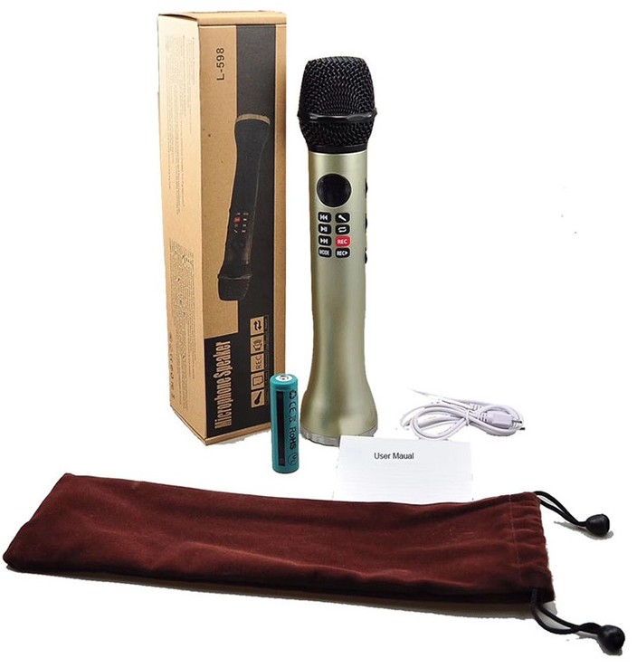 Высококачественный беспроводной караоке микрофон L-598, 9Вт, с диктофоном, фото №6