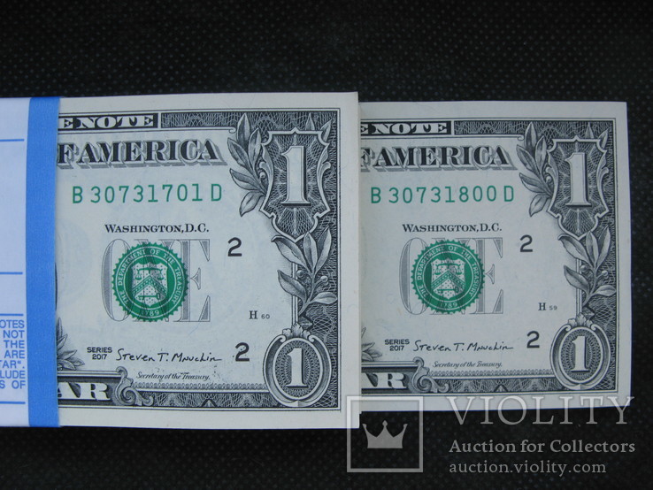 1 долар США   2017рік  UNC (3 корінці 300 доларів  номер в номер), фото №7