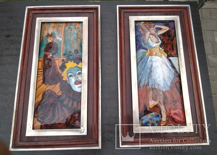 Две картины живописные гарячие эмали, серебро, фото №2