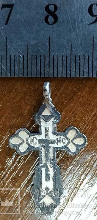Царский серебряный крестик 84 проба с эмалями, фото №3