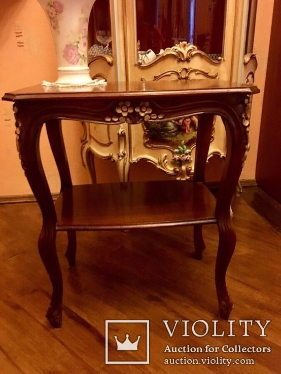 Итальянский столик стиль барокко. гнутые ножки. h -60 см., фото №9