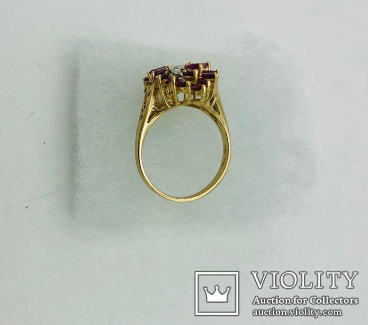 Золотое кольцо с Рубинами и Бриллиантами., photo number 4