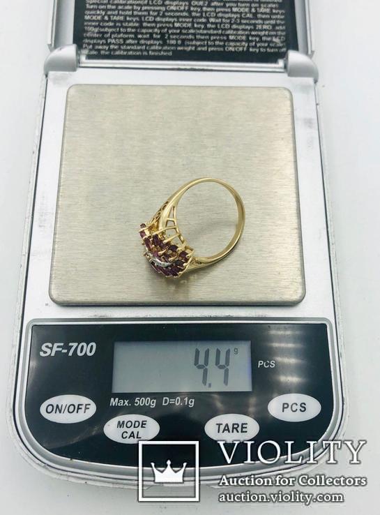 Złoty pierścionek z Rubinami i Diamentami., numer zdjęcia 10