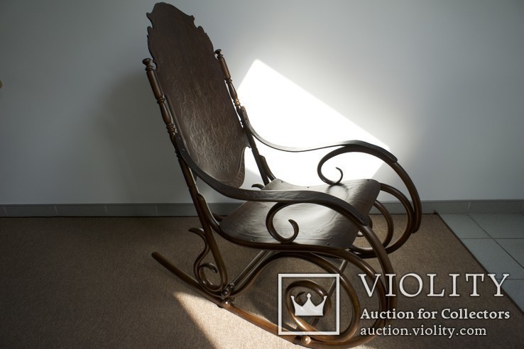 Старинное кресло-качалка JJ Kohn 1880-е годы, после полной реставрации, фото №4