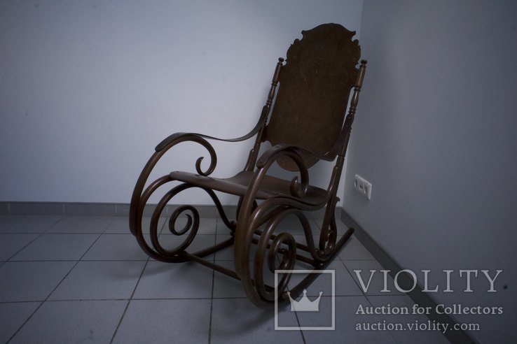 Старинное кресло-качалка JJ Kohn 1880-е годы, после полной реставрации, фото №2