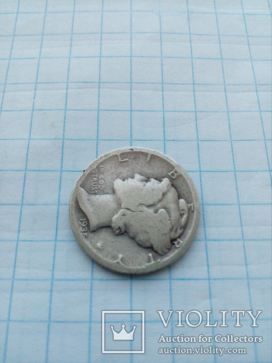 10 центов 1935 США, серебро, фото №4