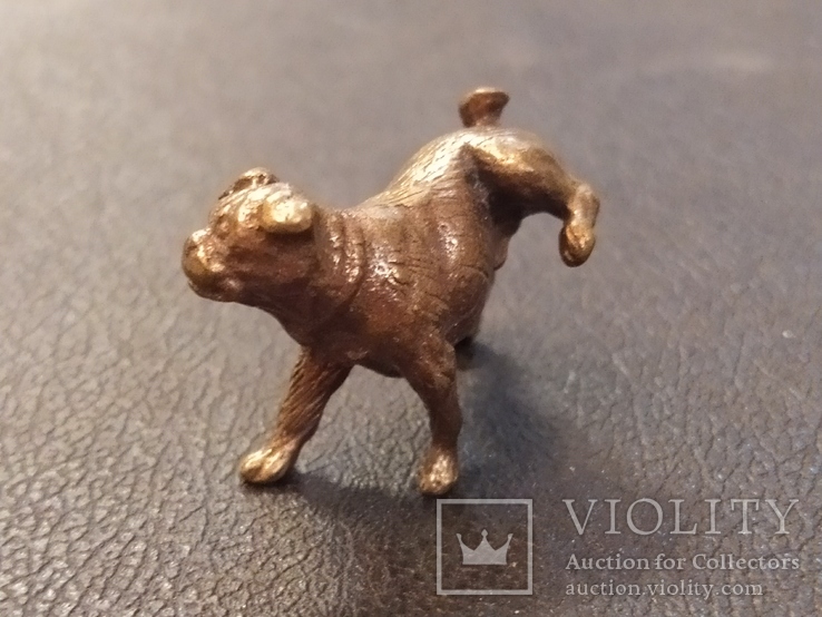 Собака бульдог в позе... бронза коллекционная миниатюра, фото №2