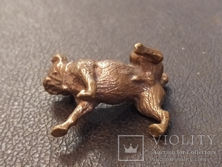 Собака бульдог в позе... бронза коллекционная миниатюра, фото №4