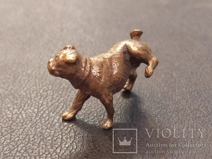 Собака бульдог в позе... бронза коллекционная миниатюра, фото №5