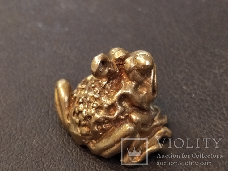 Лягушка денежная бронза брелок колекционная миниатюра, фото №5