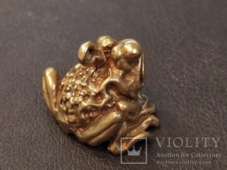 Лягушка денежная бронза брелок колекционная миниатюра, фото №6