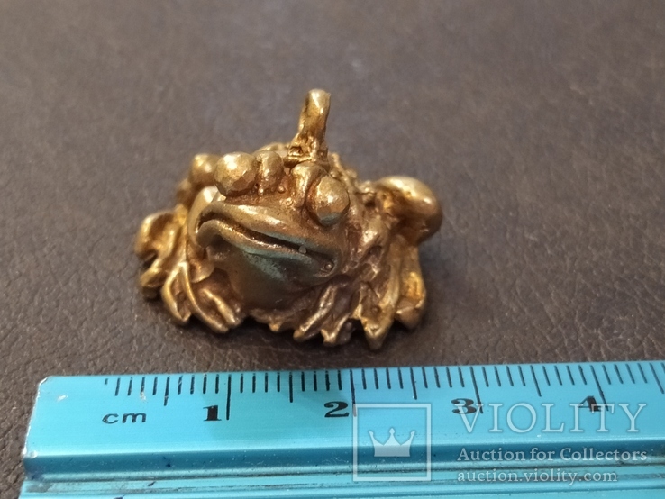 Лягушка денежная бронза брелок колекционная миниатюра, фото №7