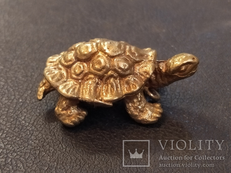 Черепаха большая бронза брелок коллекционная миниатюра, фото №3